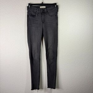 Madewell 9" Mid-Rise Skinny Jeans Raw Hem‎ Charcoal Gray Denim Size 24